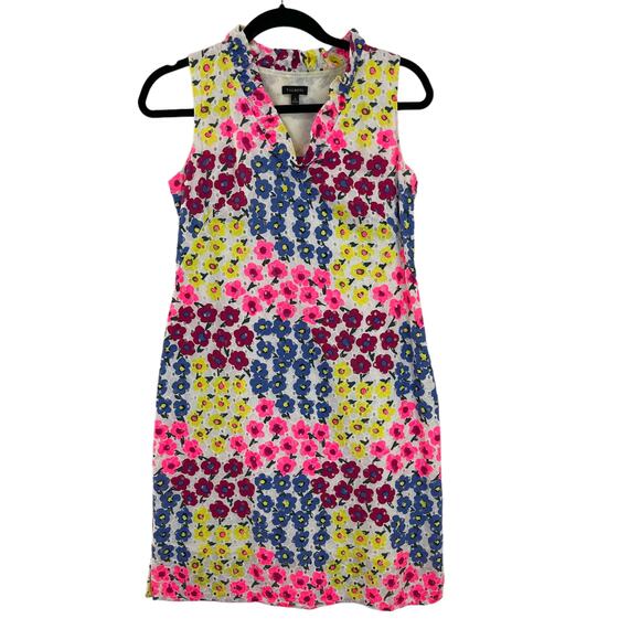 Talbots Dresses & Skirts - Talbots Eyelet Floral Shift Dress Women's 2 Ruffle V-Neck Sleeveless Knee Length